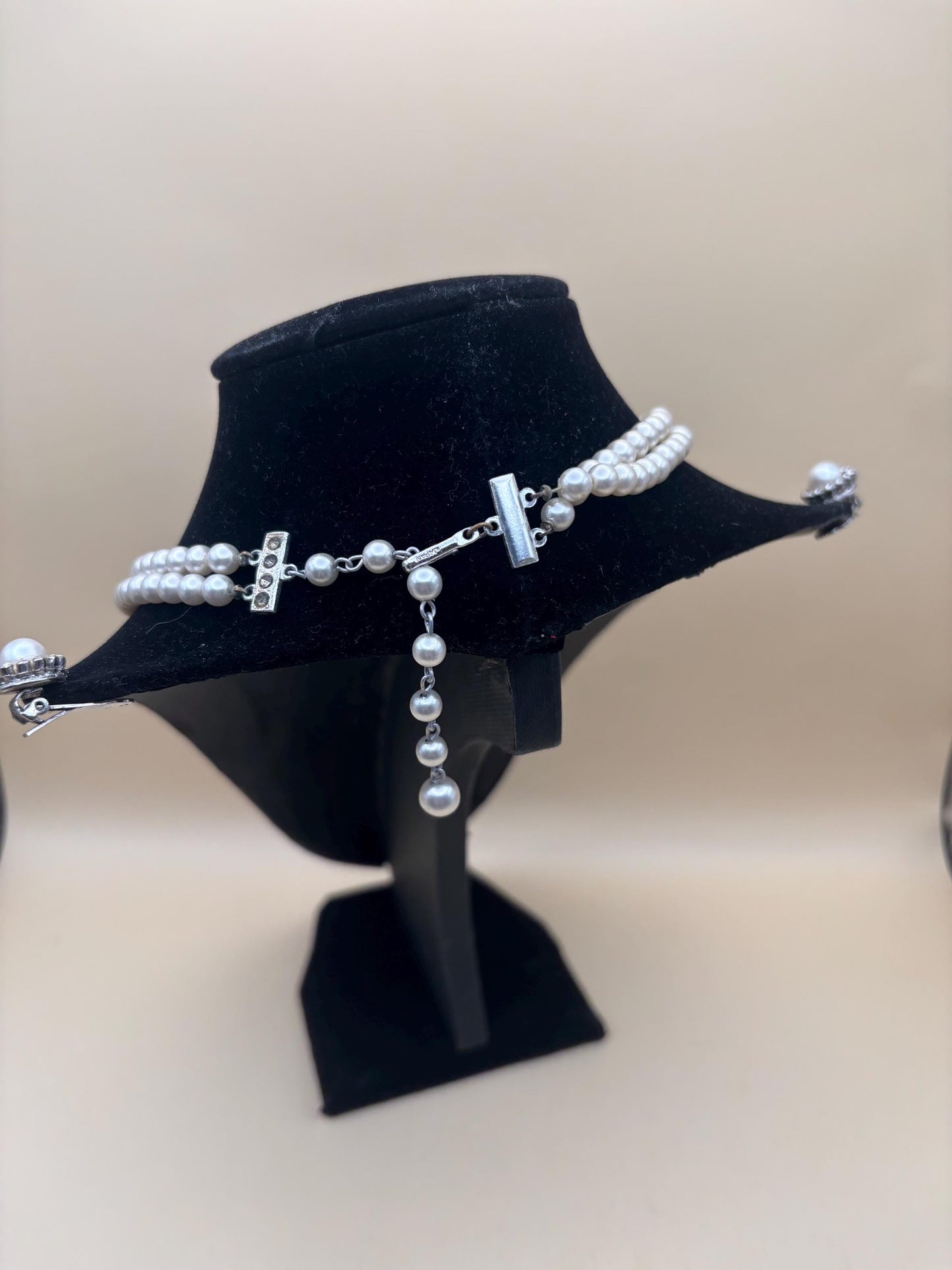 Vintage Double Strand Pearl Necklace from Japan Multi Layered Stone Choker Necklace Lover Antiques and Vintage