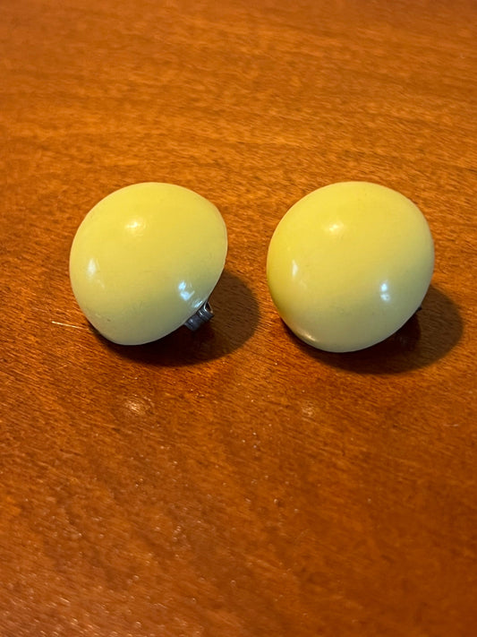 Vintage Button Yellow Clip on Mid Century Modern Earrings Classy Earrings