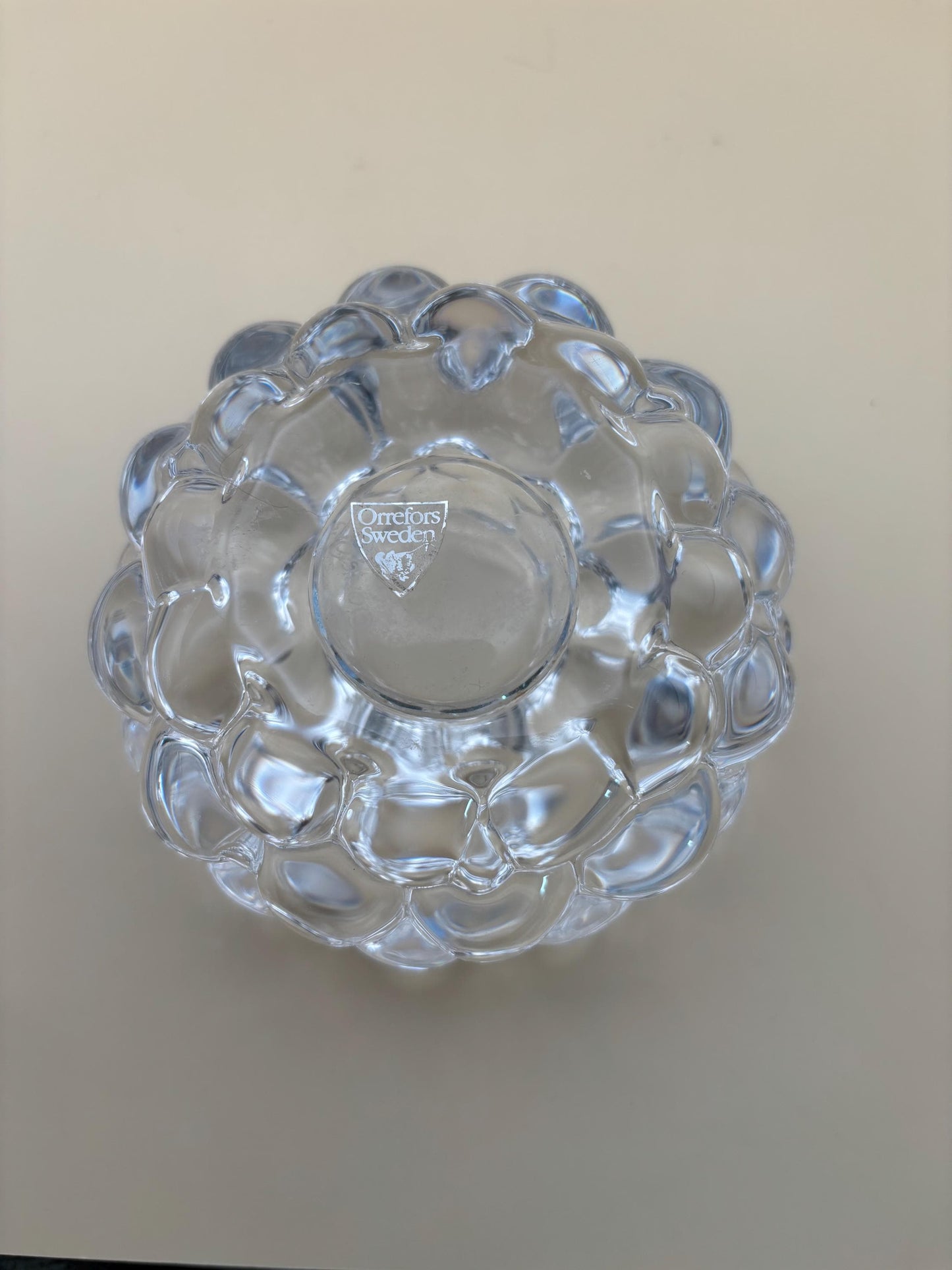 Vintage Orrefors Sweden Crystal Glass Votive Candle Holder Mid Century Glass Structure Bubble Art Lover Antiques and Vintage