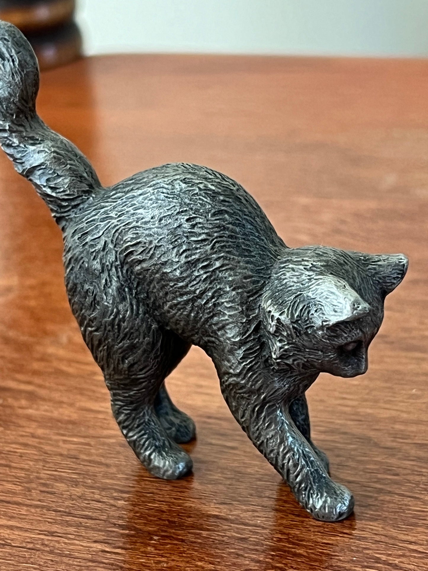 Vintage Pewter Cat Franklin Mint Figurine, House of Faberge Cat, Gray Cat Statue, Lover Antiques and Vintage