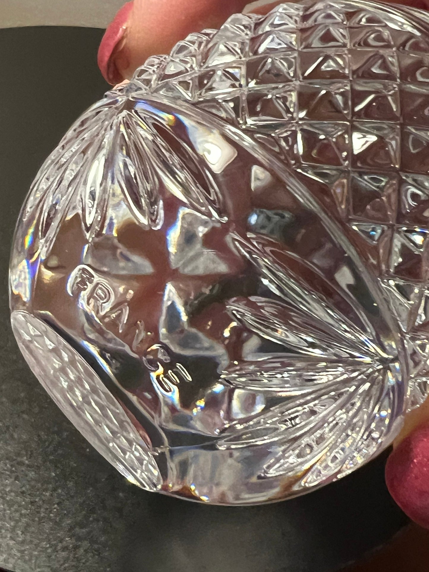 Vintage Crystal Egg Paperweight: French Cut Glass Art