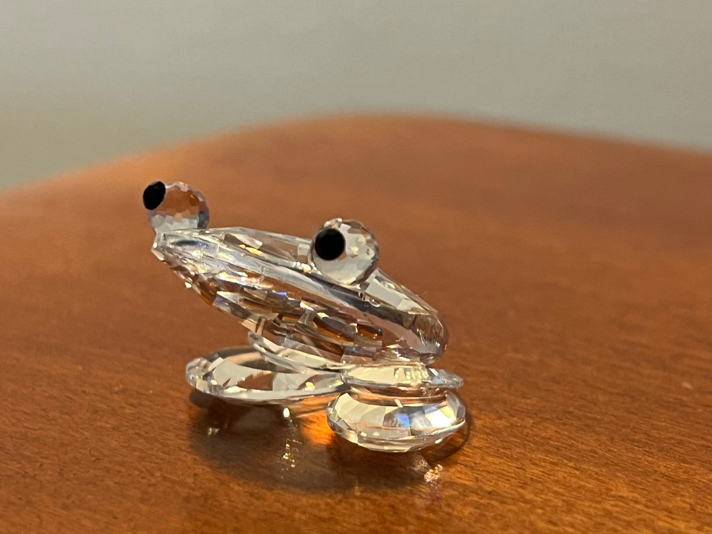 Vintage Swarovski Style Glass Frog Sculpture Art Glass Figurine frogs great gift artwork signed crystal cut glass Lover Antiques and Vintage