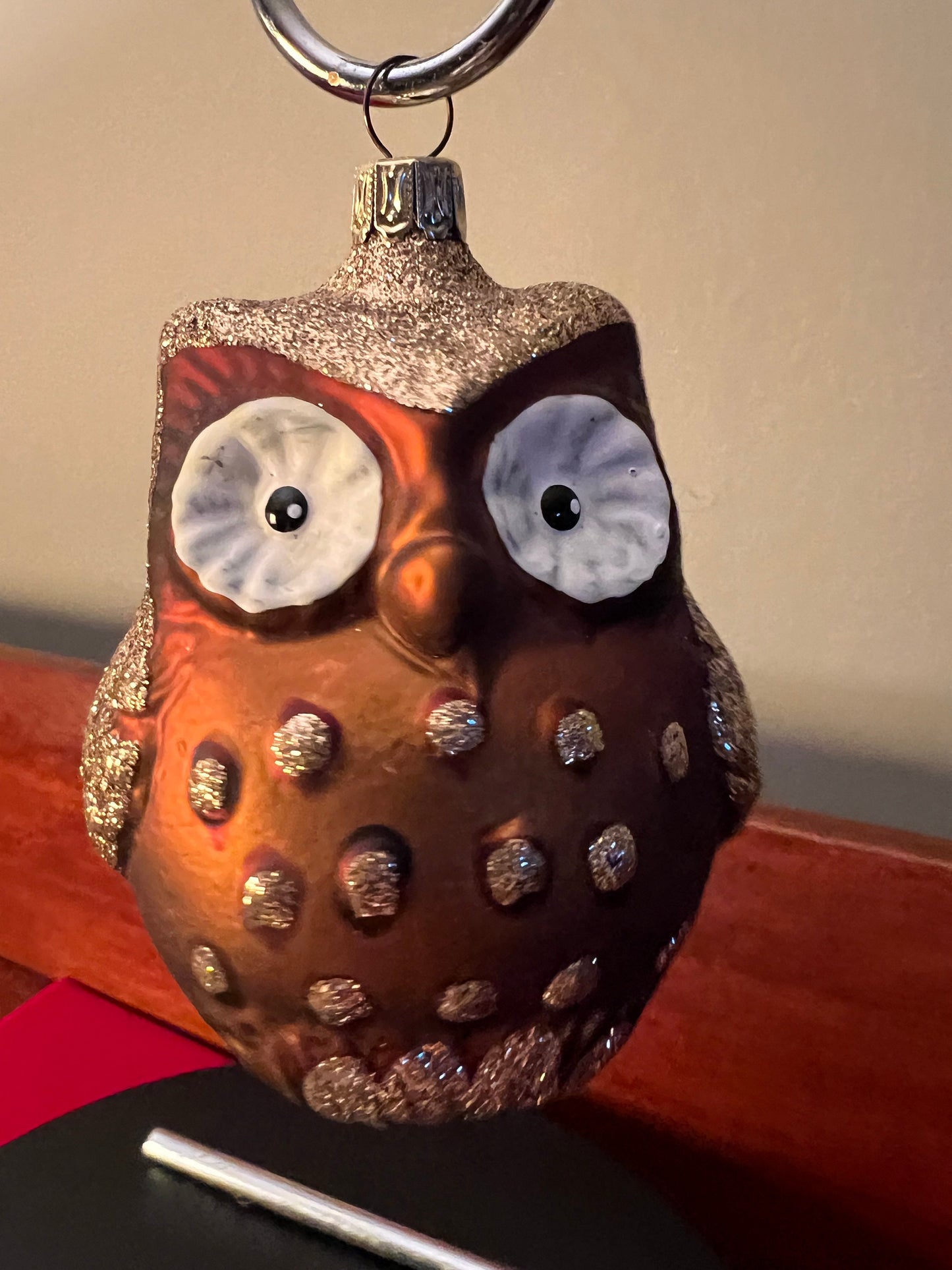 Vintage Hand Blown Glass Owl Ornament: Big Eyes, Made in Germany