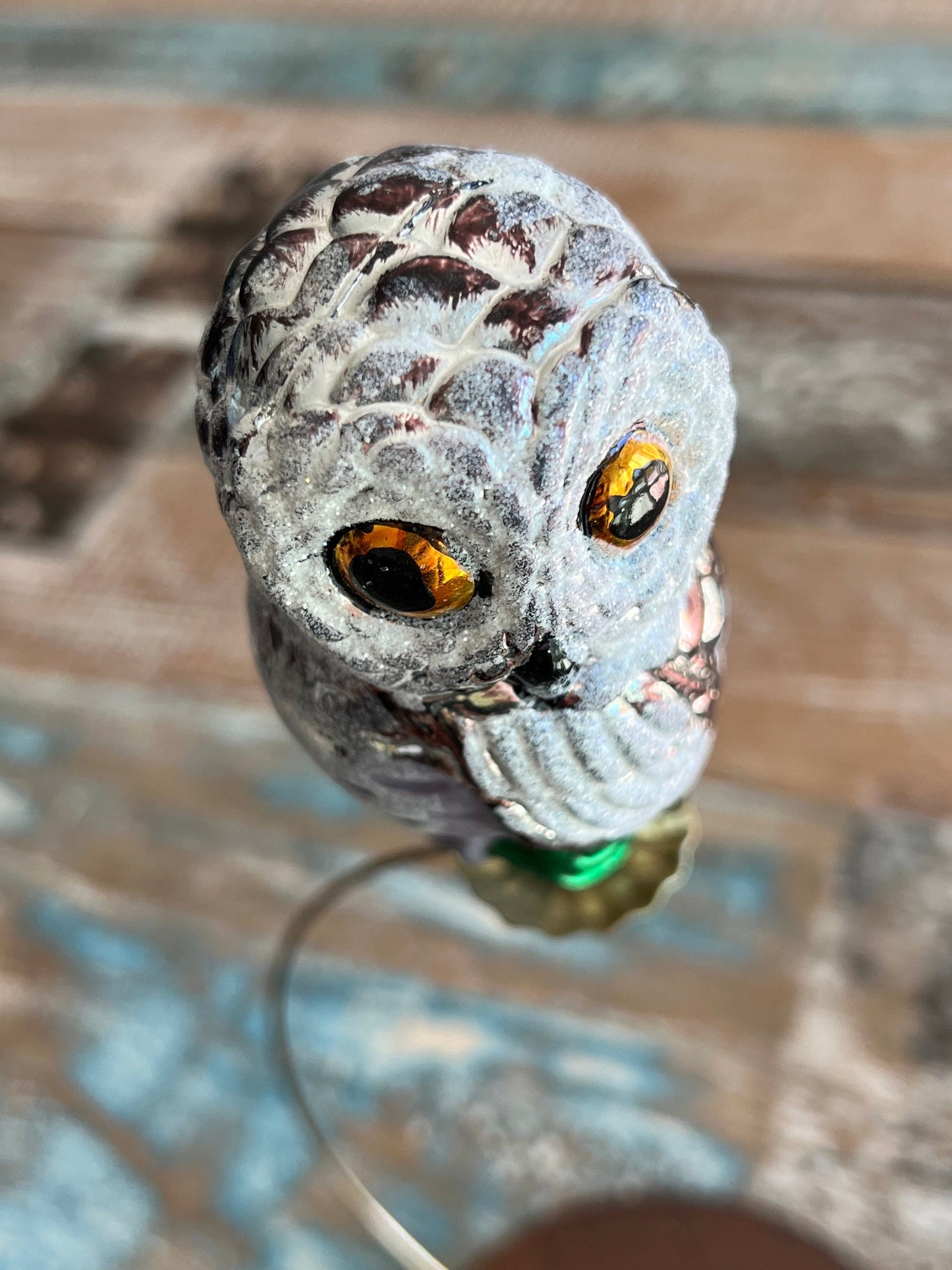 Vintage Owl Ornament, Glass Clip On, Christmas Holiday Retired Ornaments Lover Antiques and Vintage