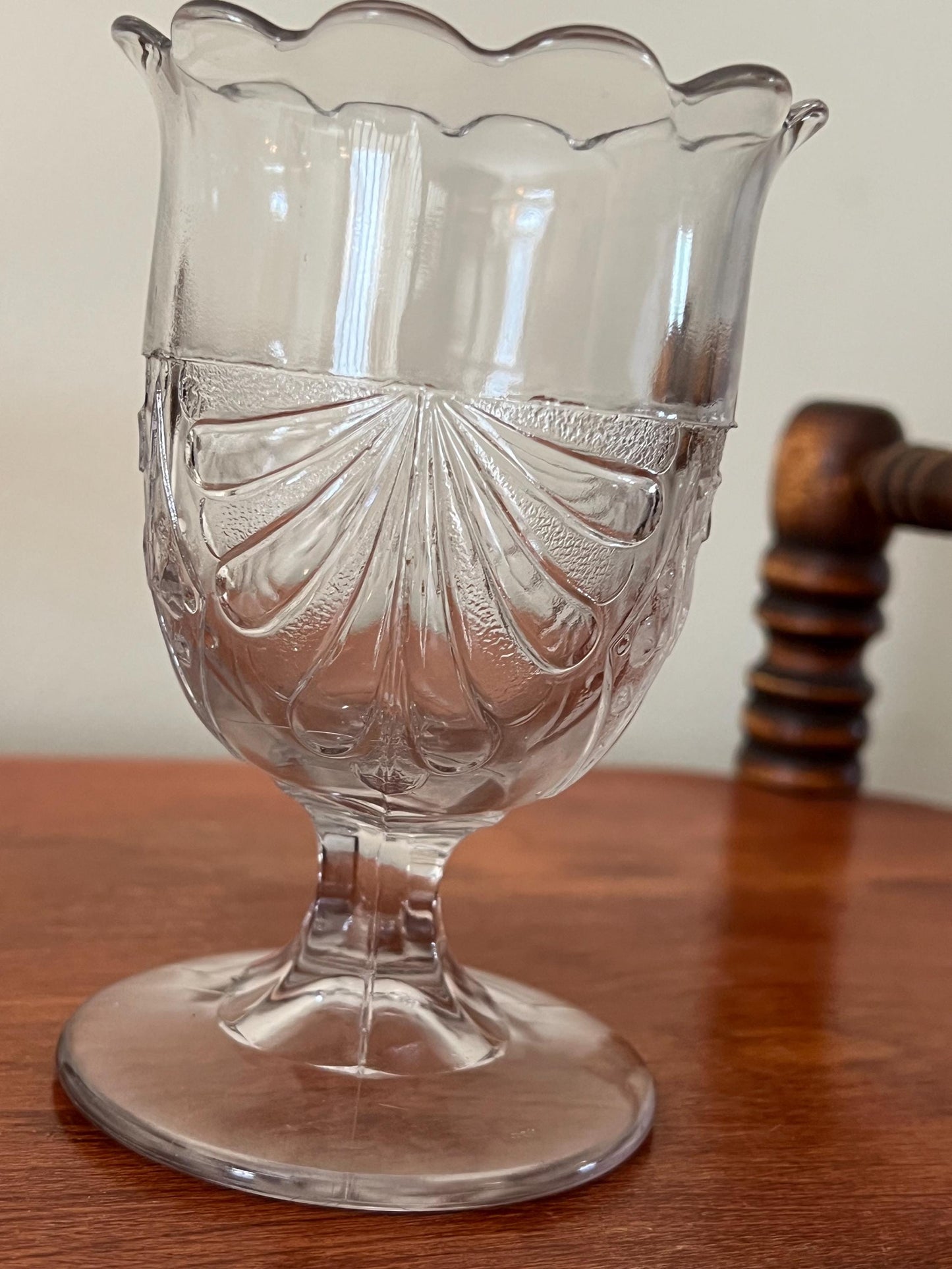 Vintage McKee Glass Wine Glass Water Cup Spooner 1880’s Fan with Diamonds Glass Art Lover Antiques and Vintage