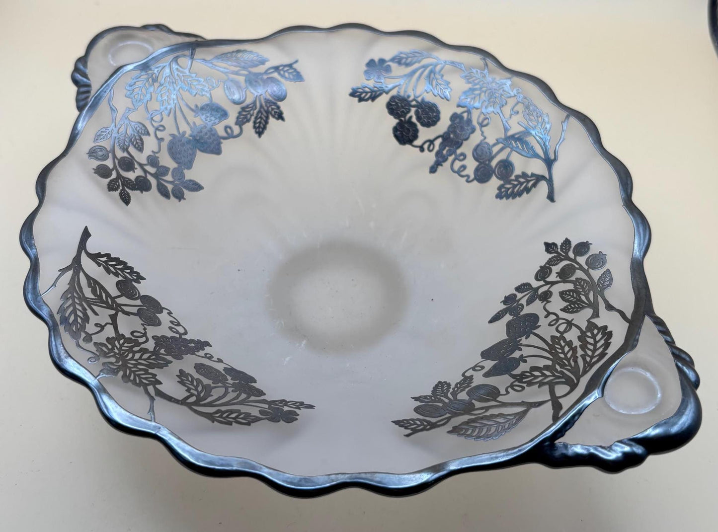 Vintage Silver on Crystal Large Serving Plate Platter Three Footed By Silver City Lover Antiques and Vintage
