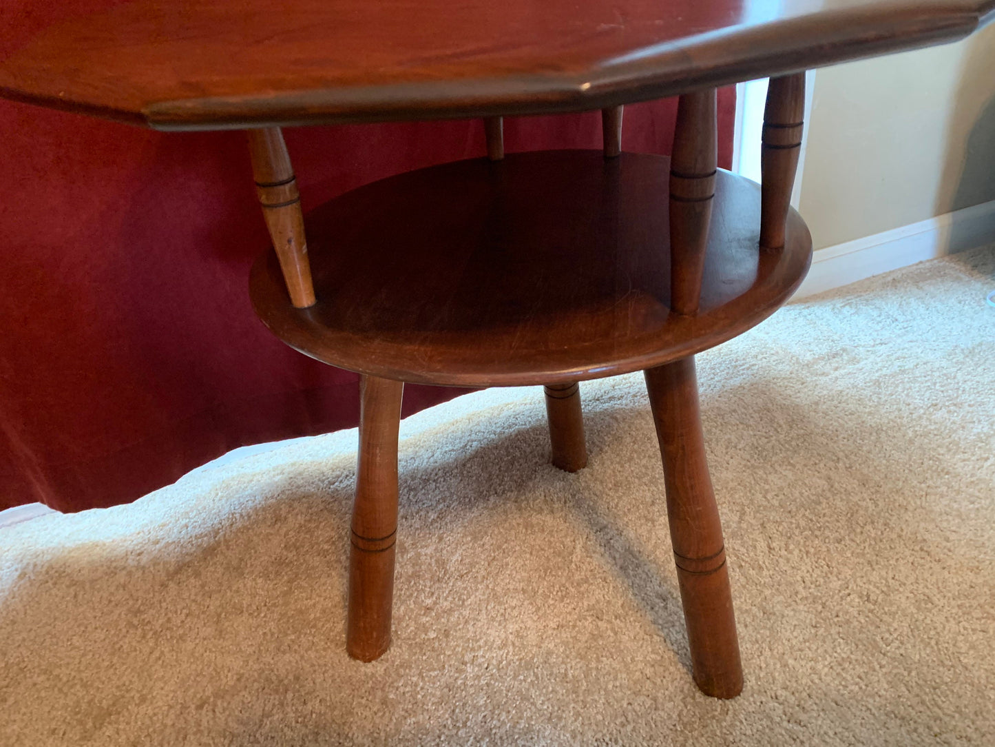 Mid Century Modern Vermont Maple Two Tiered Table