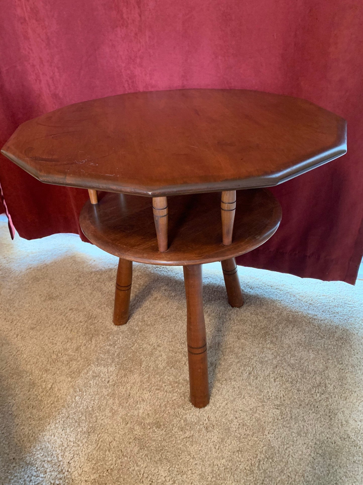 Mid Century Modern Vermont Maple Two Tiered Table