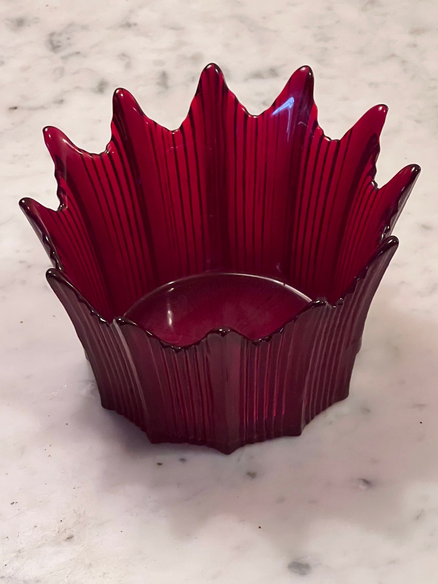Fostoria Heirloom Red Ruby Glass Handkerchief Bowl Mid Century Modern
