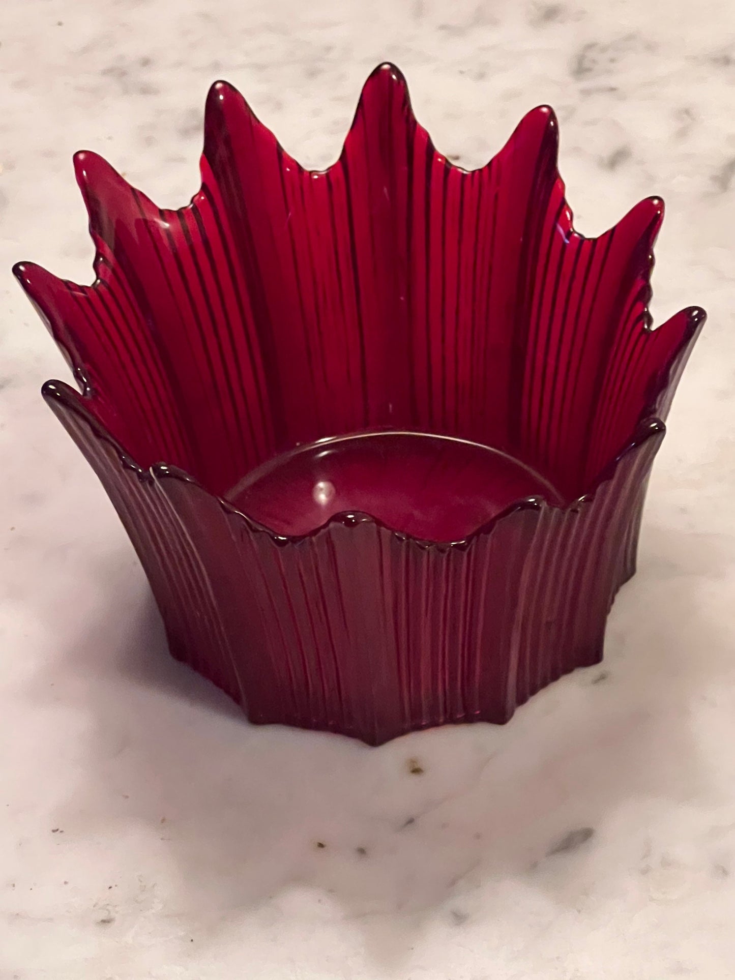 Fostoria Heirloom Red Ruby Glass Handkerchief Bowl Mid Century Modern