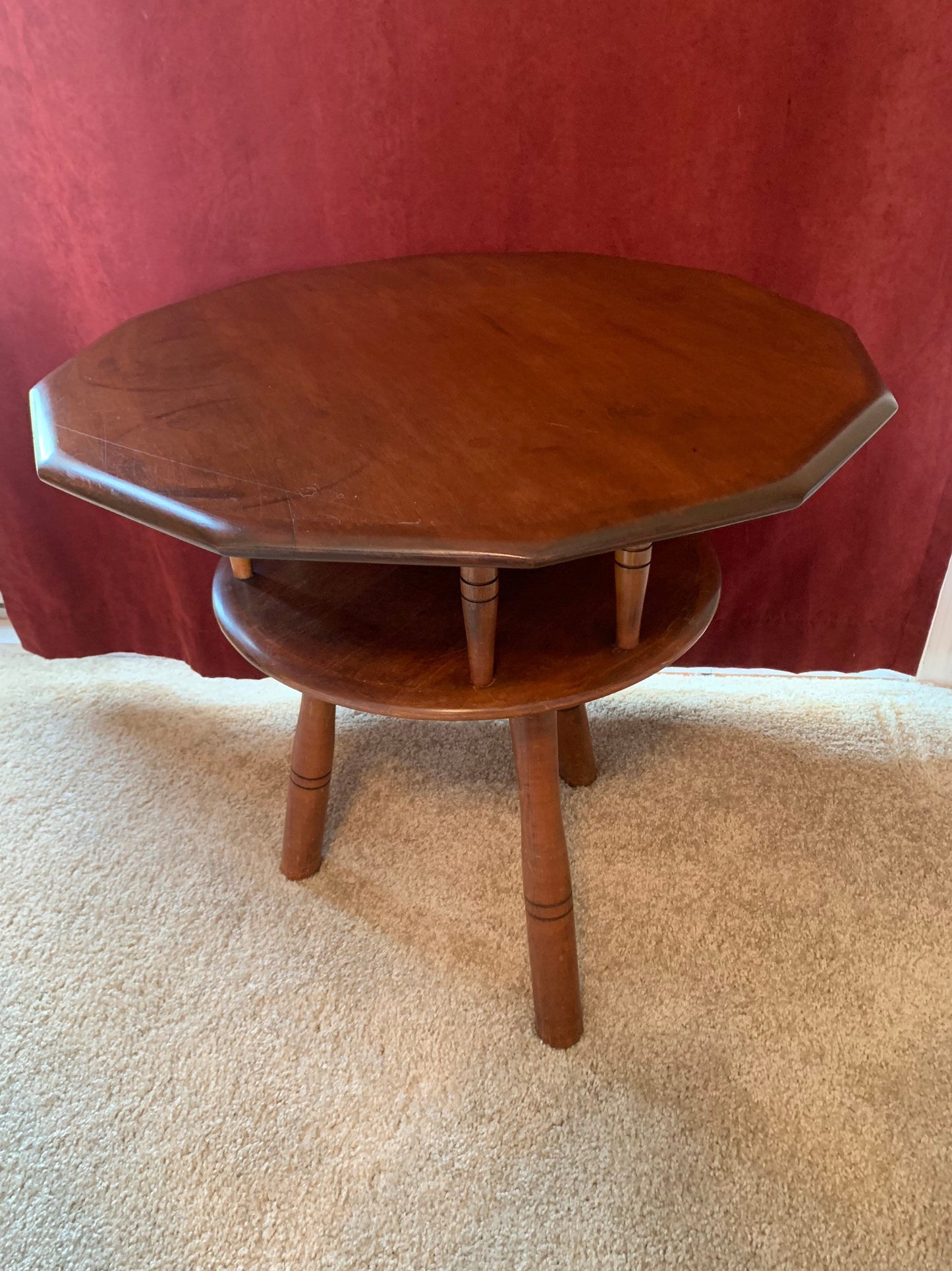 Mid Century Modern Vermont Maple Two Tiered Table