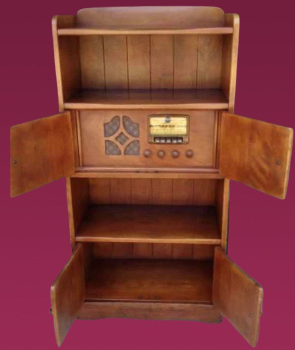 RARE 1940 Sears Silvertone Radionet Cushman Furniture Bookcase Model 6493, Lover Antiques and Vintage