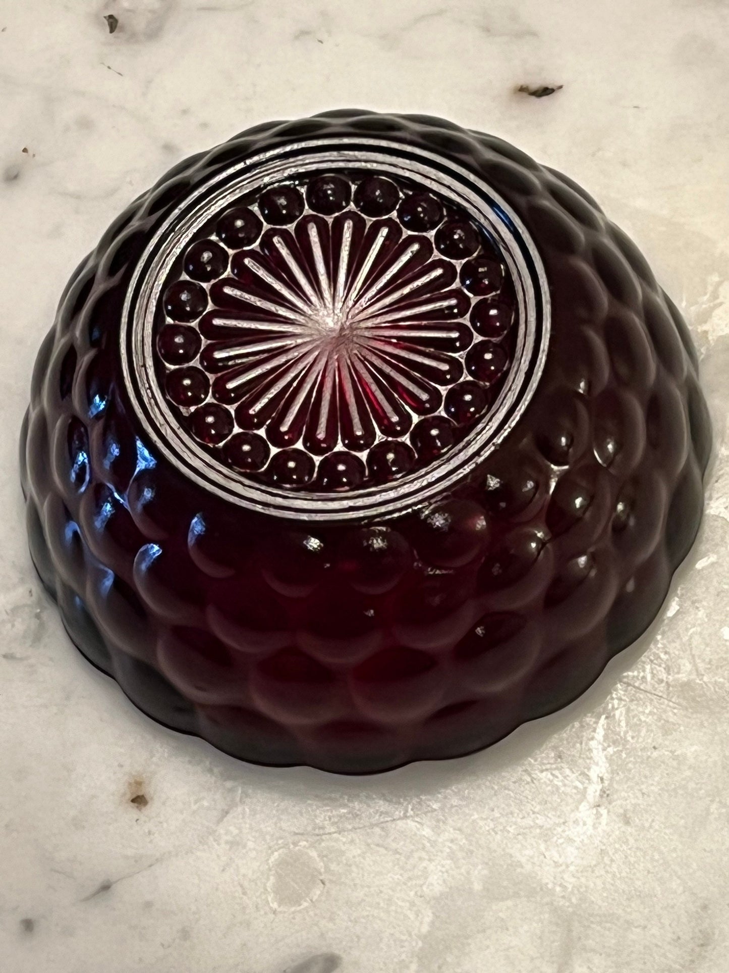 Ruby Red dessert cups set of 6 4.5” wide x 2” tall glass art artwork