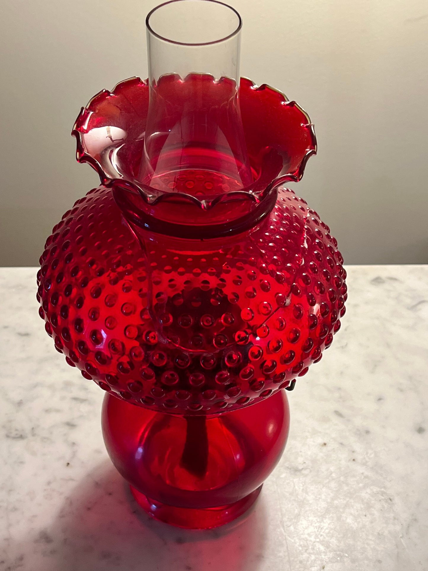 Vintage Fenton Ruby Red Hobnail Glass Lamp Lover Antiques and Vintage