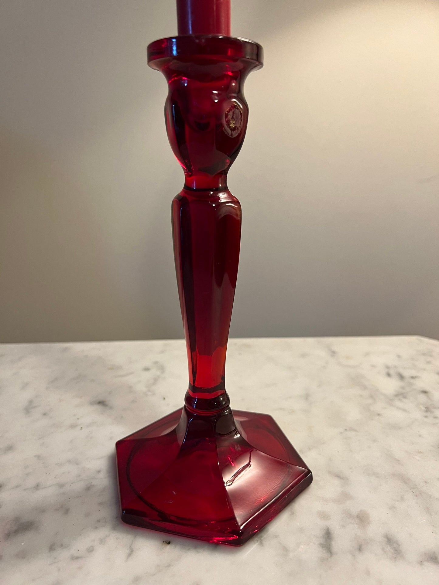 Vintage Fenton Ruby Red Pair of Candleholders Candlestick Holders Lover Antiques and Vintage