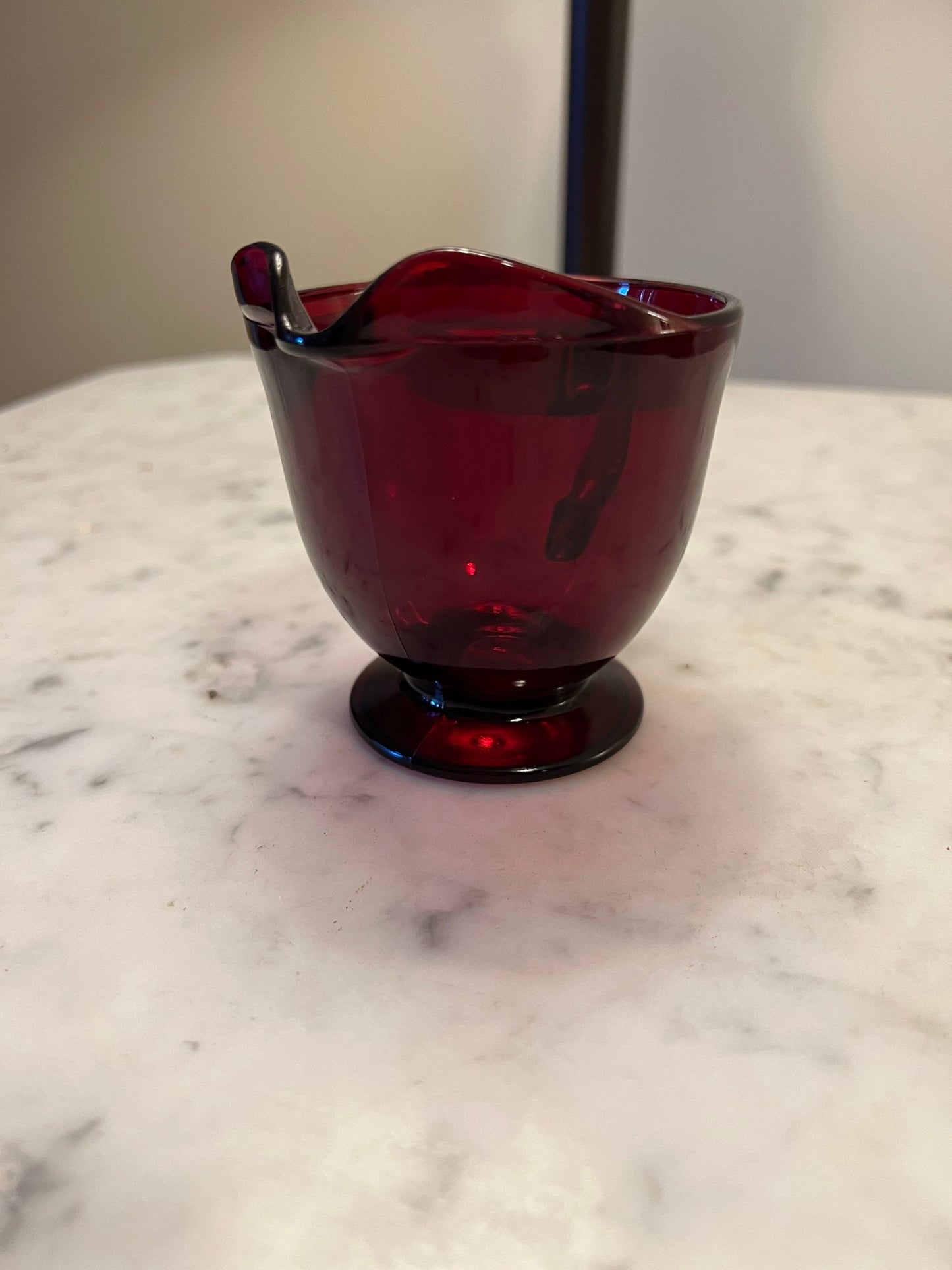 Ruby Red Sugar & Creamer Set red glass mid century modern
