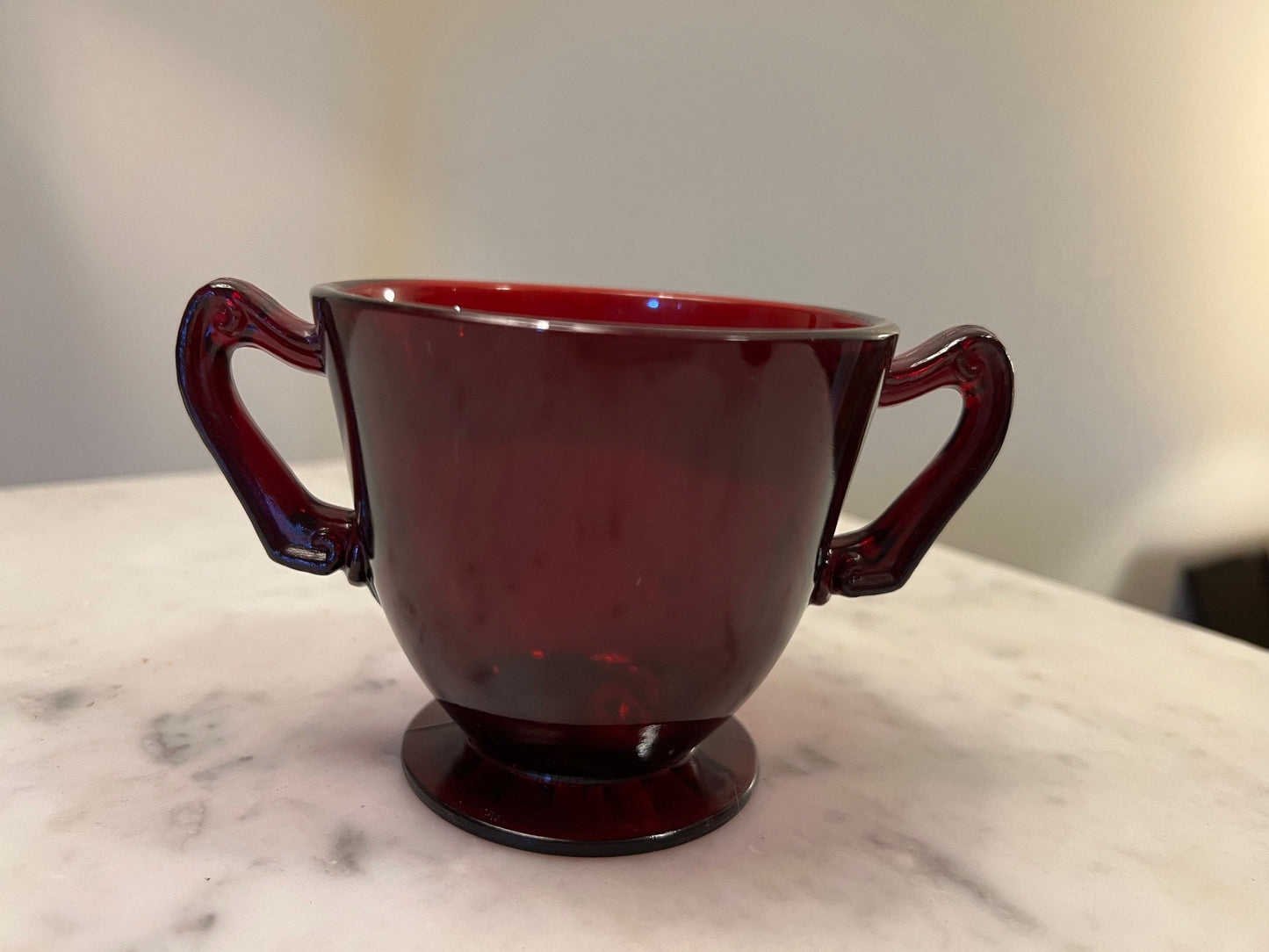 Ruby Red Sugar & Creamer Set red glass mid century modern