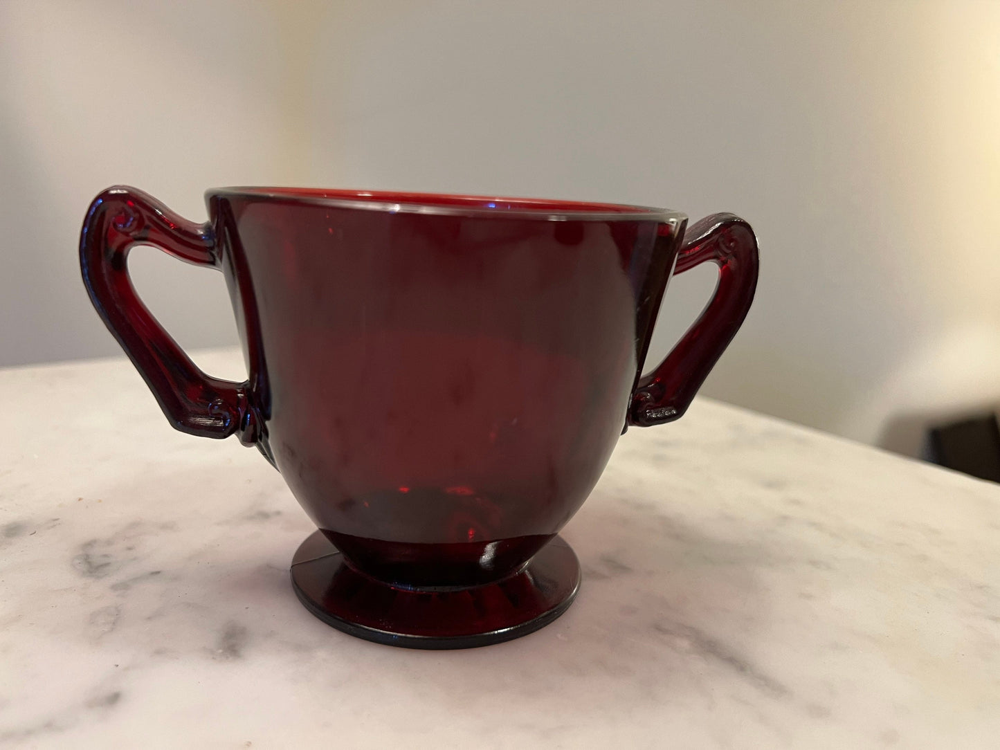 Ruby Red Sugar & Creamer Set red glass mid century modern