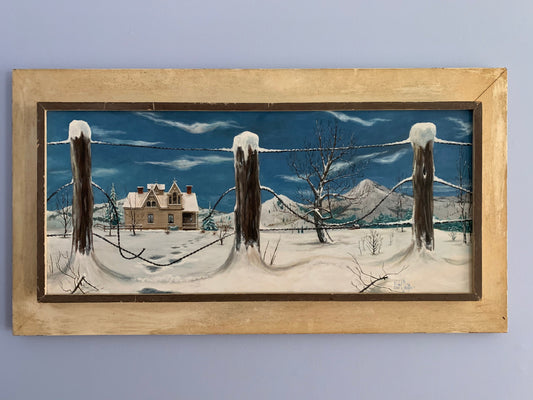 Vintage Winter Scene hand painting by Robert P. Schweitzer signed