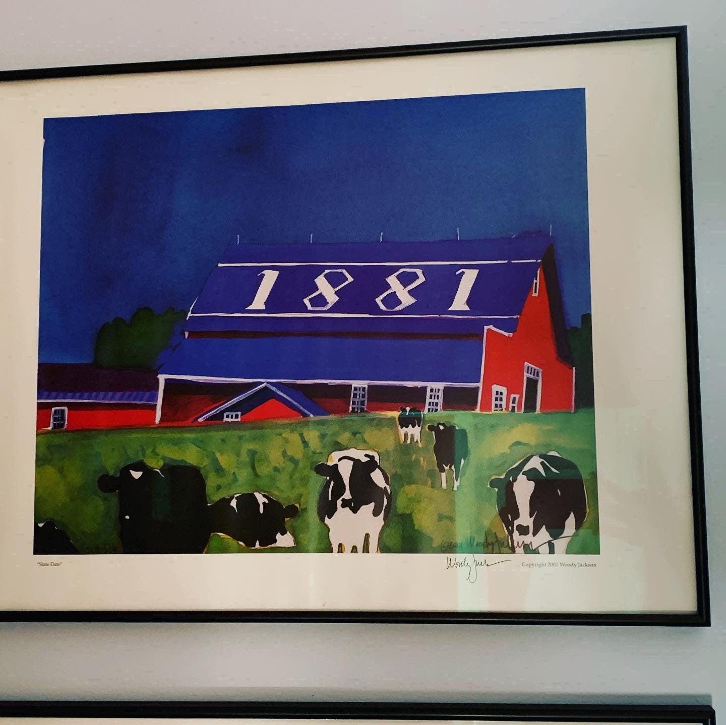 Vintage Woody Jackson Slate Date 1881 Barn Signed and Framed Print Excellent Condition A Great Gift Lover Antiques and Vintage