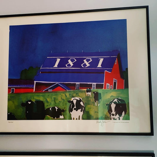 Vintage Woody Jackson Slate Date 1881 Barn Signed and Framed Print Excellent Condition A Great Gift Lover Antiques and Vintage