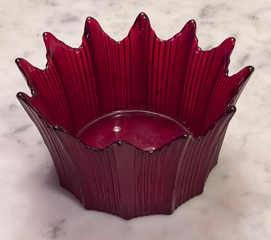 Fostoria Heirloom Red Ruby Glass Handkerchief Bowl Mid Century Modern