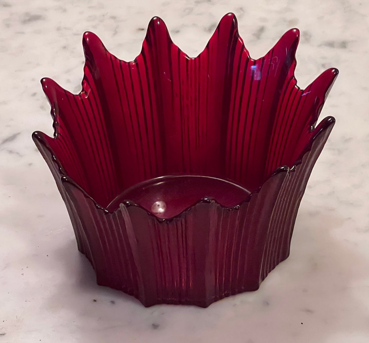 Fostoria Heirloom Red Ruby Glass Handkerchief Bowl Mid Century Modern