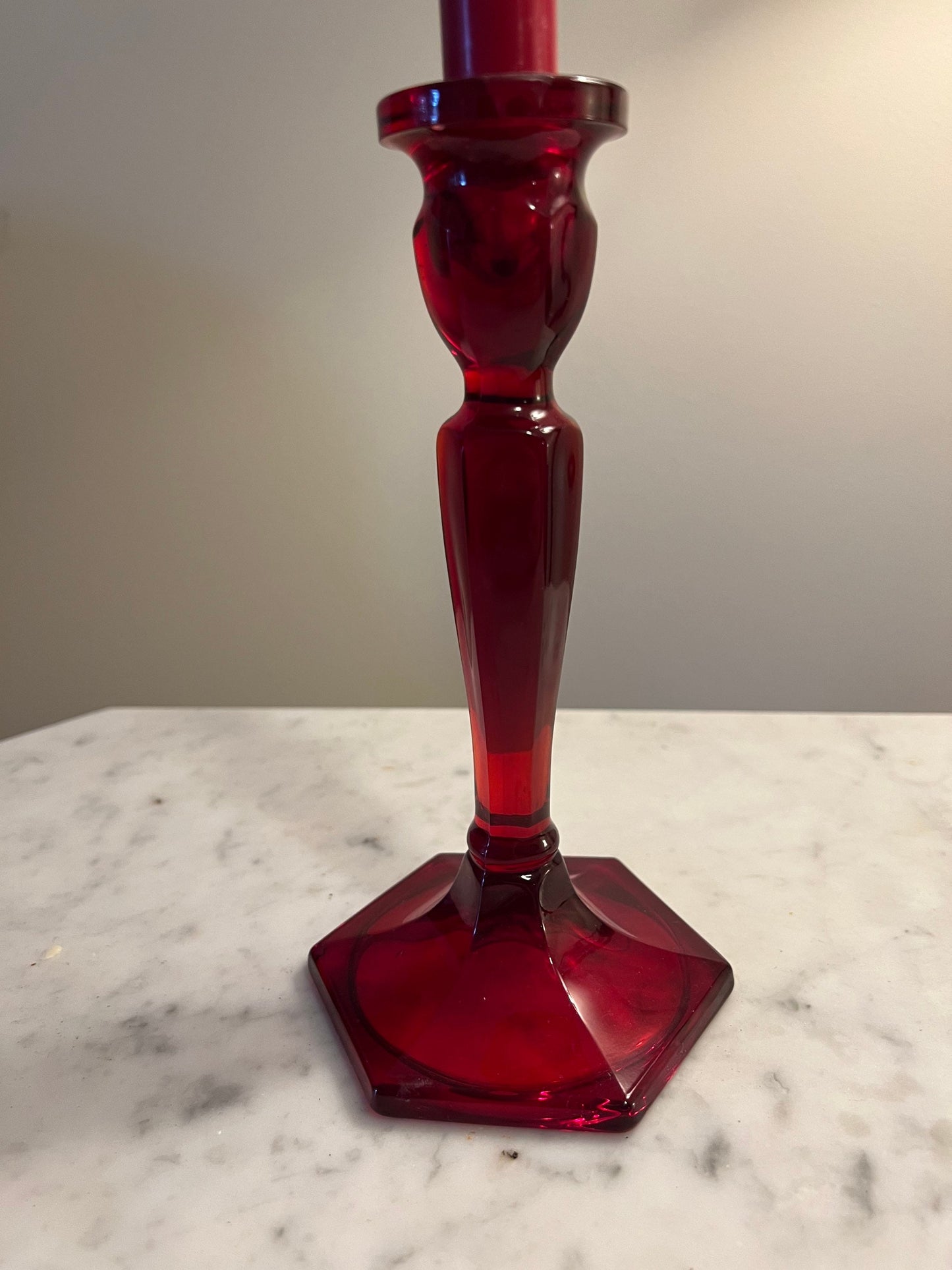 Vintage Fenton Ruby Red Pair of Candleholders Candlestick Holders Lover Antiques and Vintage