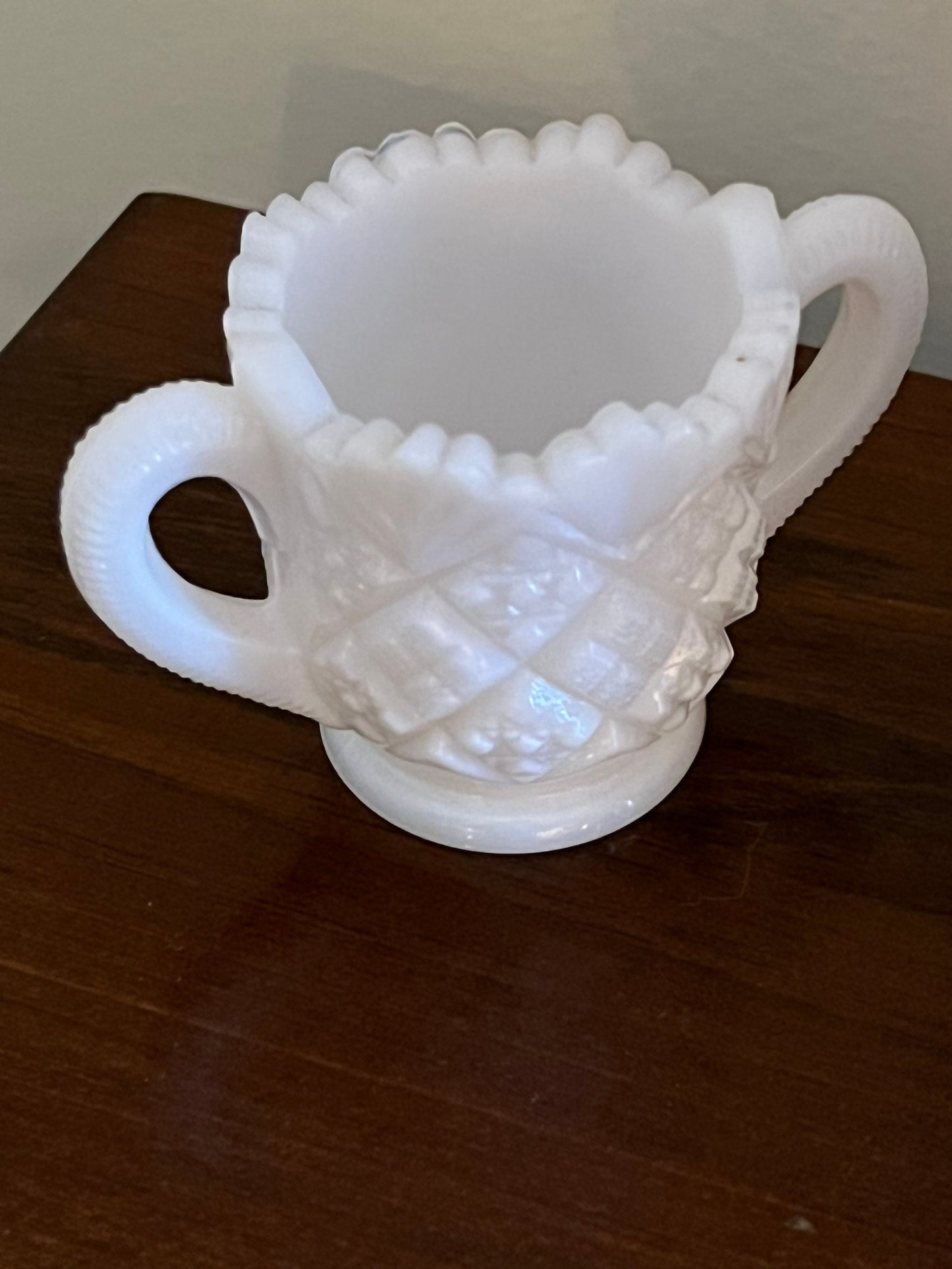 Vintage Westmoreland “Old Quilt” White Milk Glass Creamer and Sugar Bowl Set Lover Antiques and Vintage