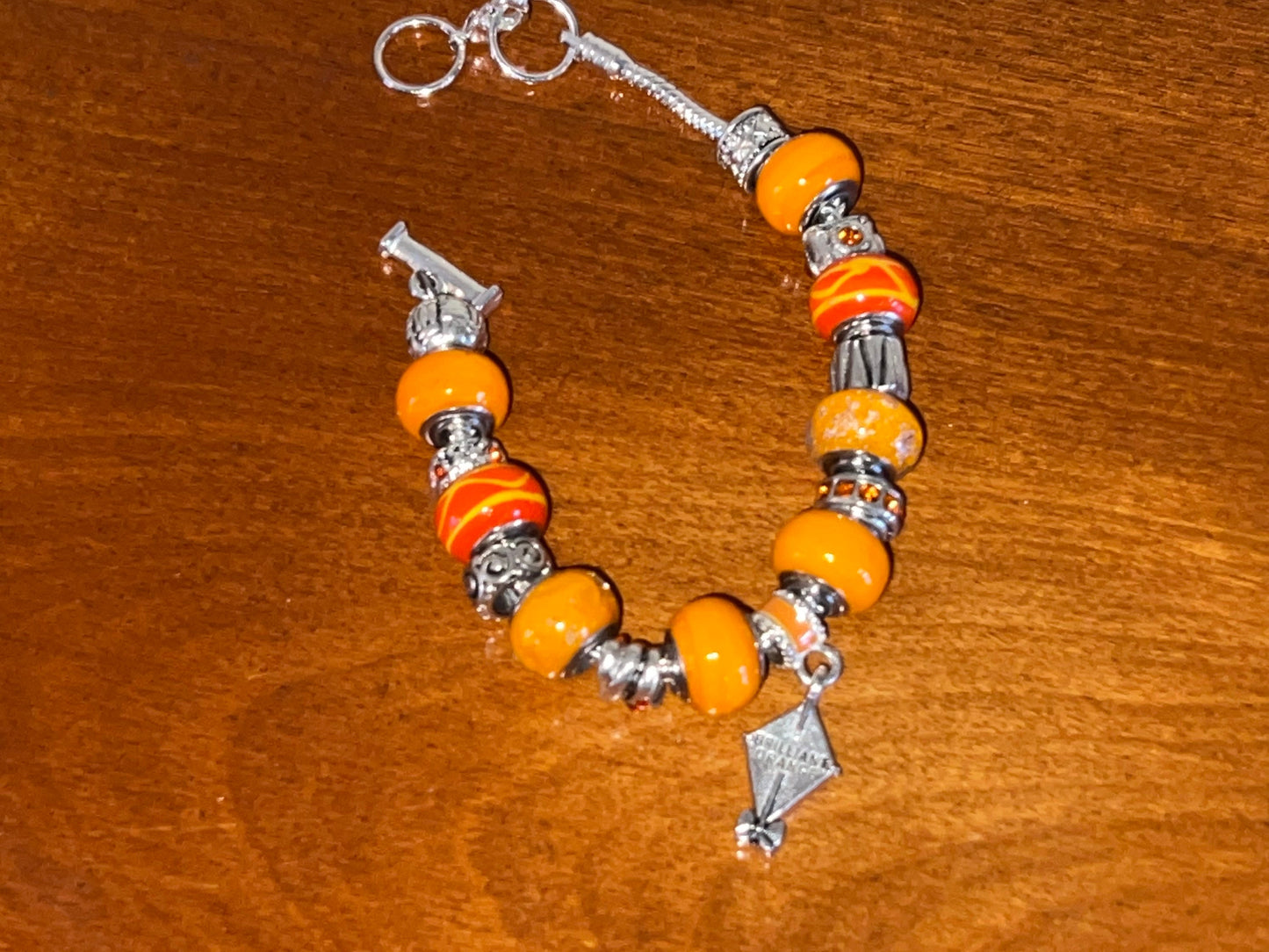 Charm bracelet Willabee and Ward jewelry orange love Valentine’s Day Gift kite charms beads