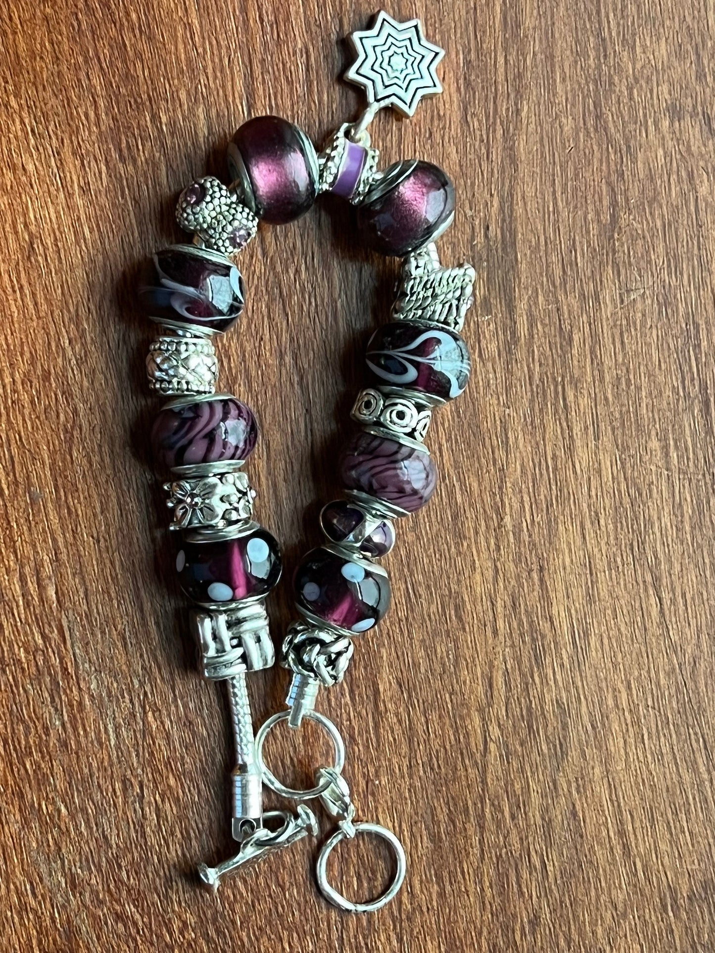 Charm bracelet Willabee and Ward jewelry Purple Passion love Valentine’s Day Gift charms beads