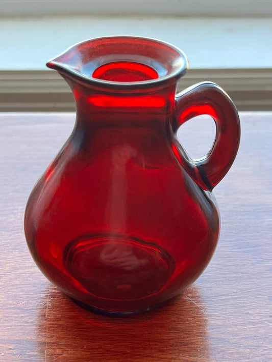 1980s Avon Ruby Red Glass Strawberry Bath Foam Decanter Bottle