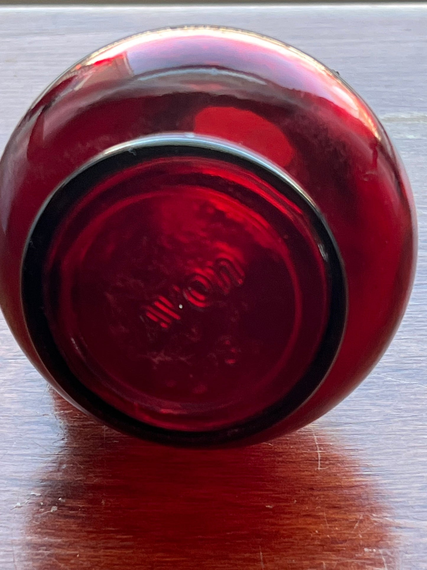 1980s Avon Ruby Red Glass Strawberry Bath Foam Decanter Bottle