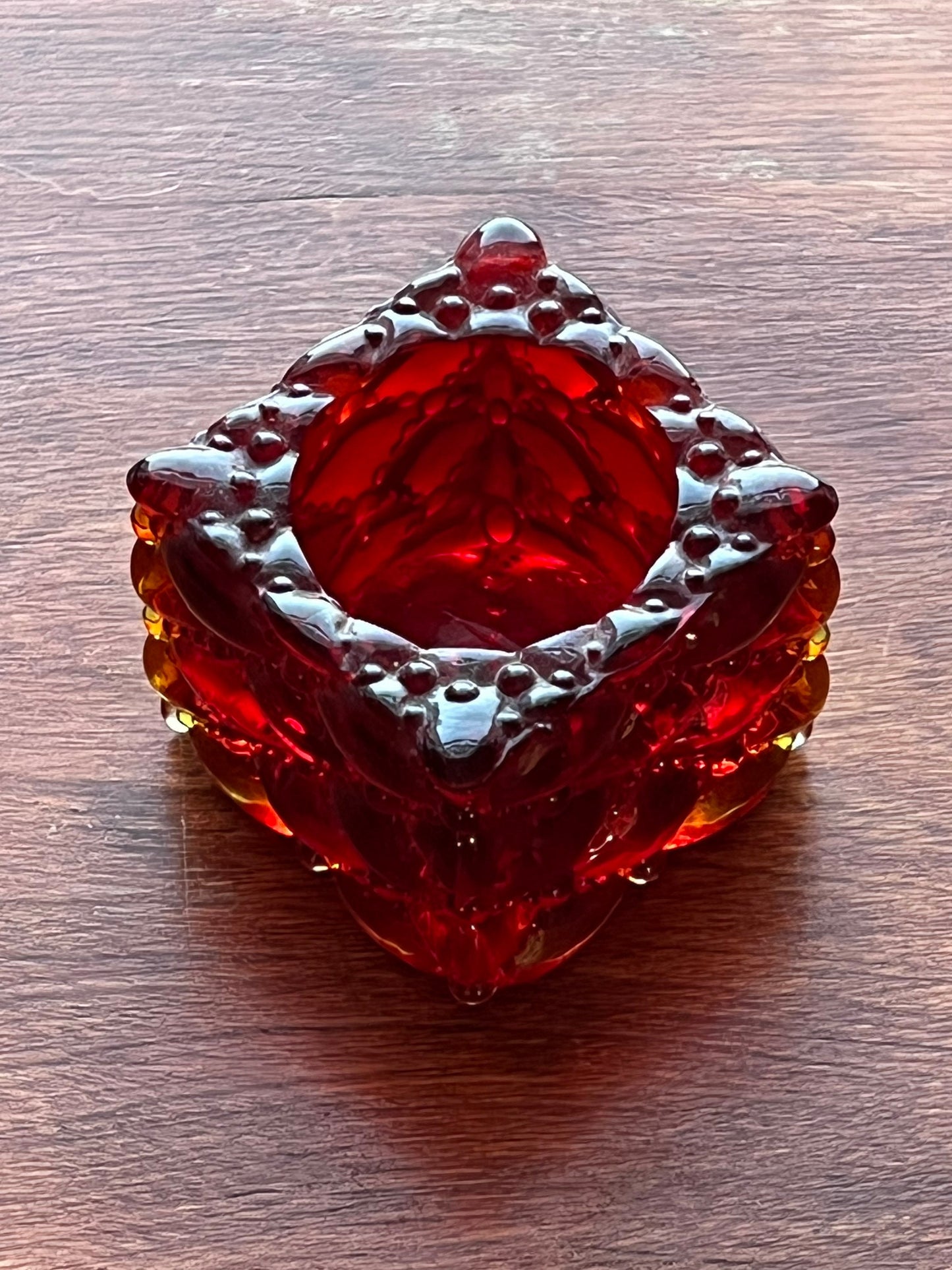 Vintage Fenton Amberina Amber Glass Votive Holder Mid Century Modern Glows with Cadmium Lover Antiques and Vintage