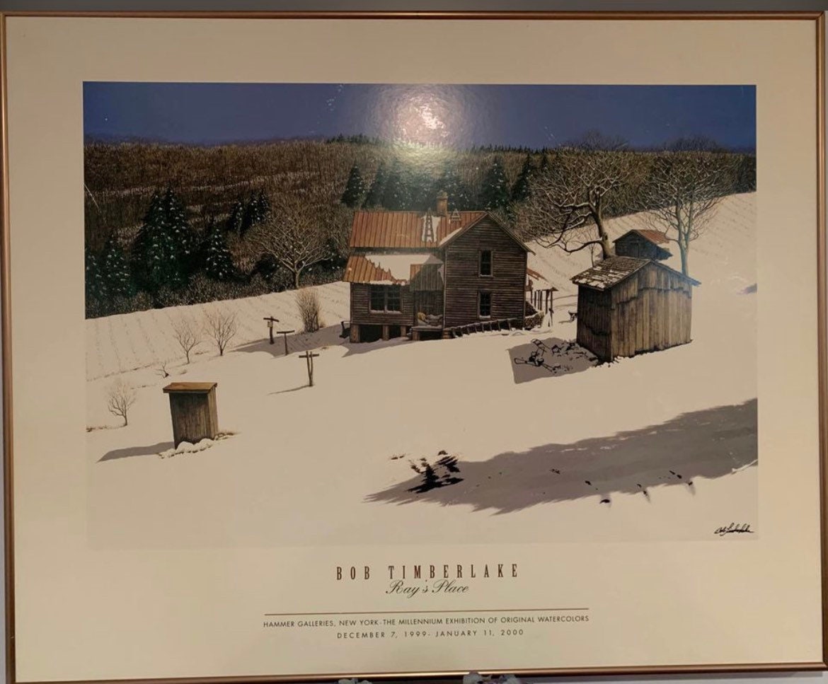 Vintage Bob Timberlake Print Ray’s Place Cabin Shed Outhouse