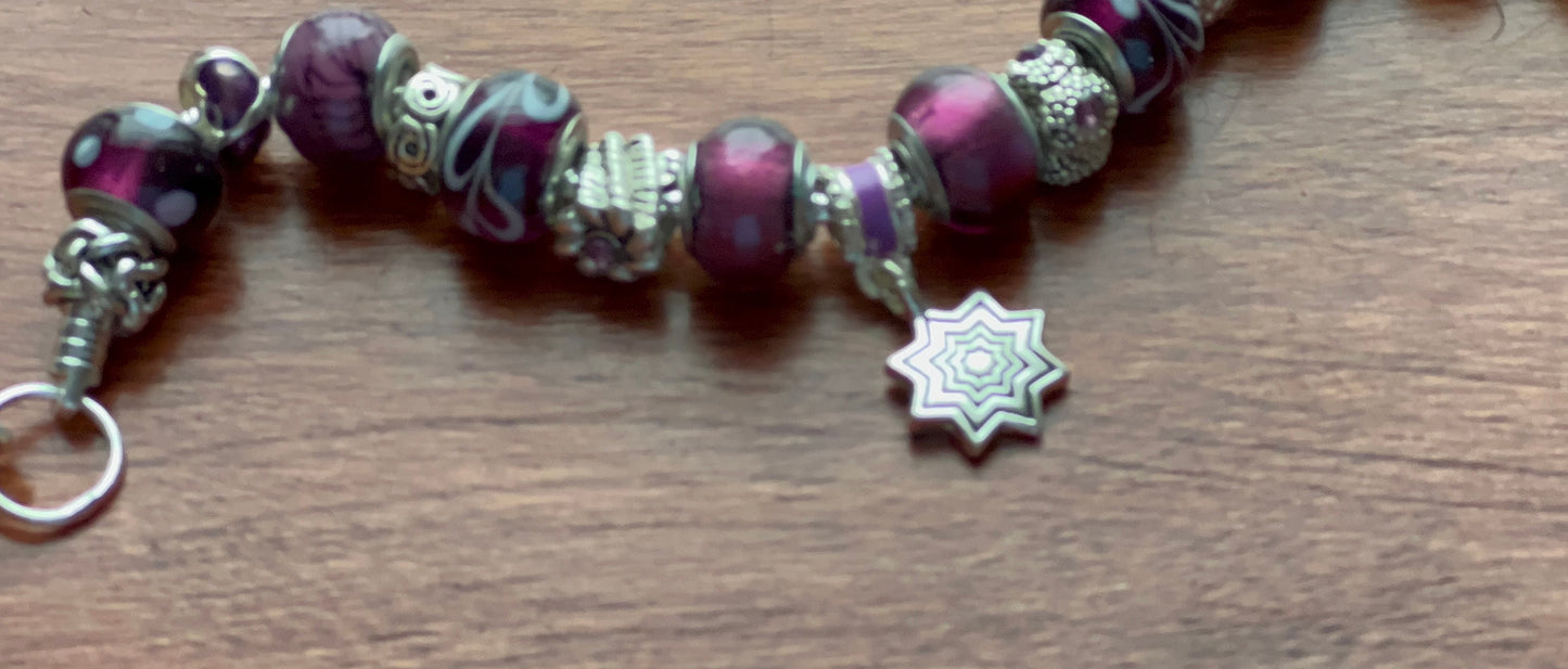 Charm bracelet Willabee and Ward jewelry Purple Passion love Valentine’s Day Gift charms beads