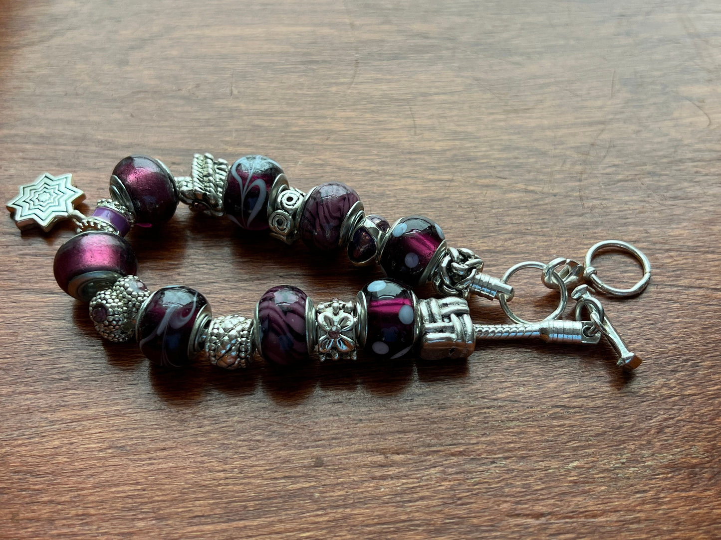 Charm bracelet Willabee and Ward jewelry Purple Passion love Valentine’s Day Gift charms beads
