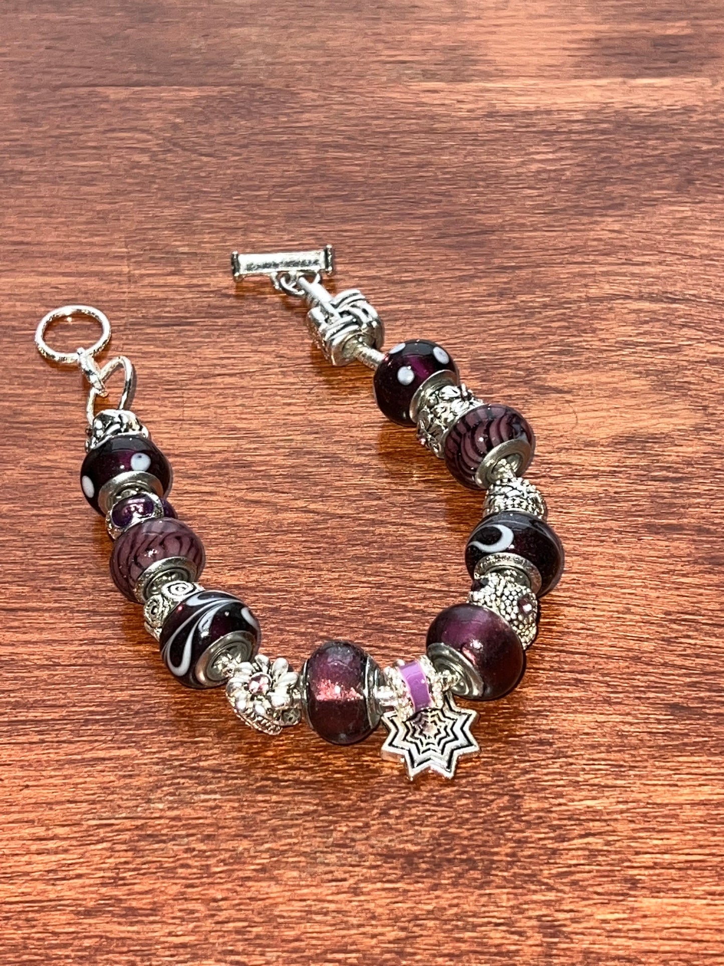 Charm bracelet Willabee and Ward jewelry Purple Passion love Valentine’s Day Gift charms beads