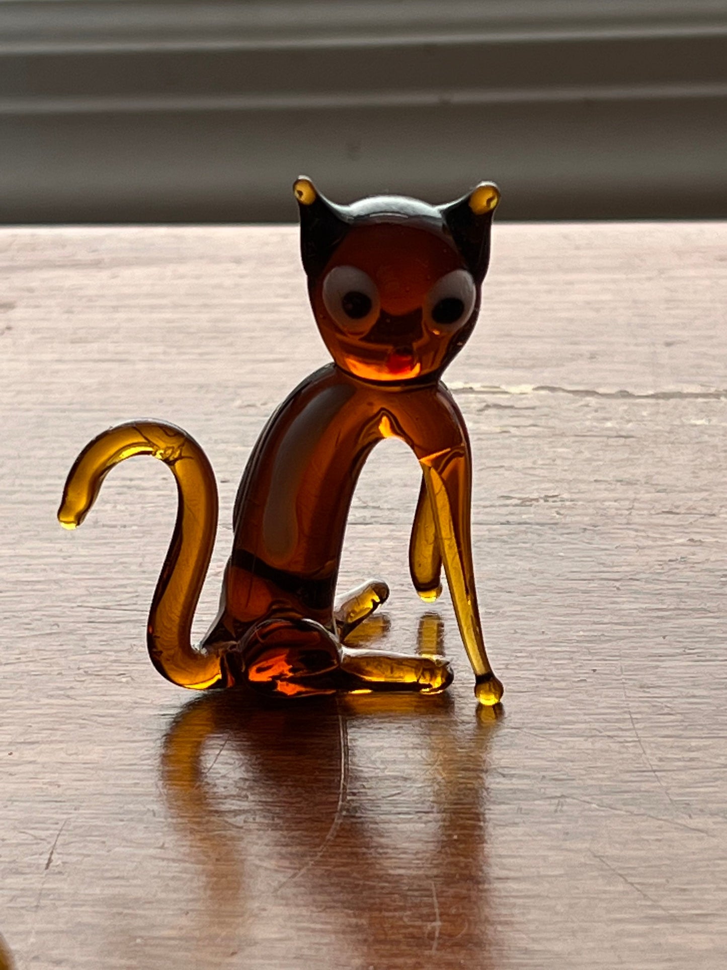 Vintage Glass Animal Collection of 5 Miniatures Minis Amber Glass dogs and cats art collectibles a great gift cat dog figurines