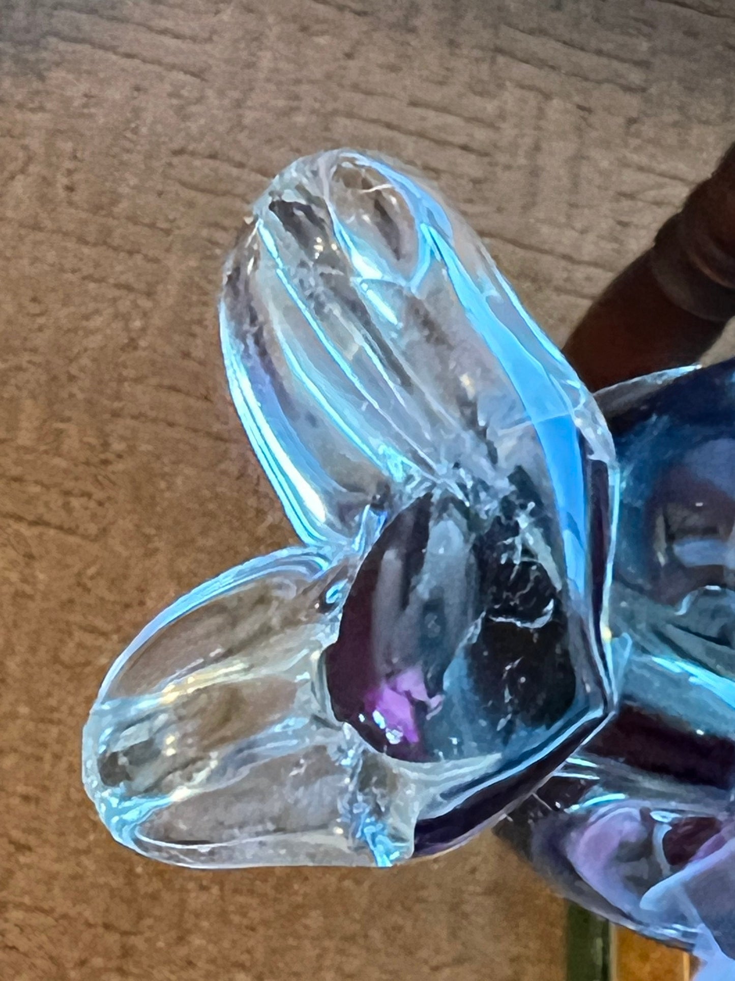 Vintage Murano Style Glass Goose Deep Purple & Clear Glass Art 6” Tall Artwork animals