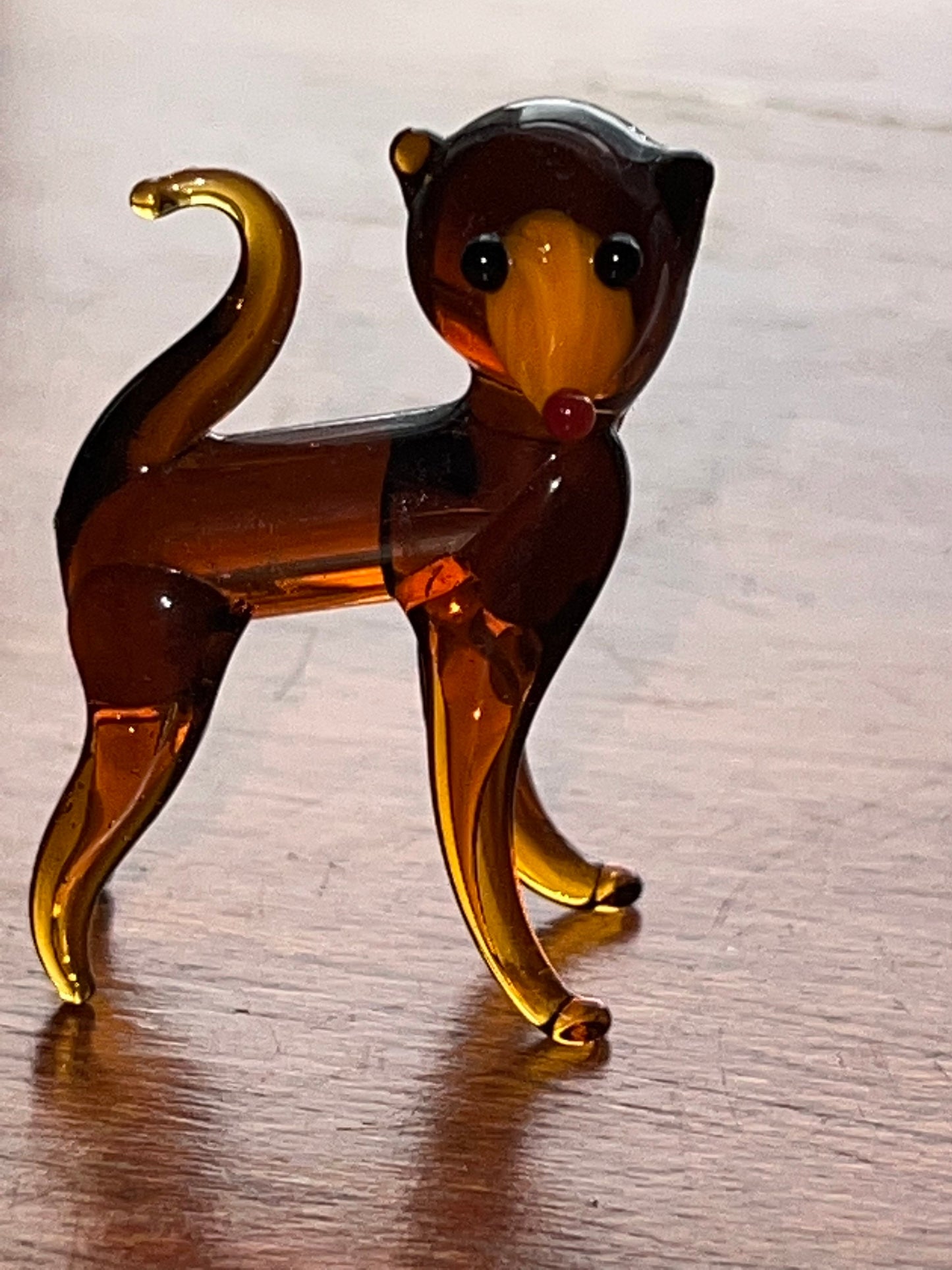 Vintage Amber Hand Blown Glass Monkey Art Glass Amber Glass Animals Lover Antiques and Vintage