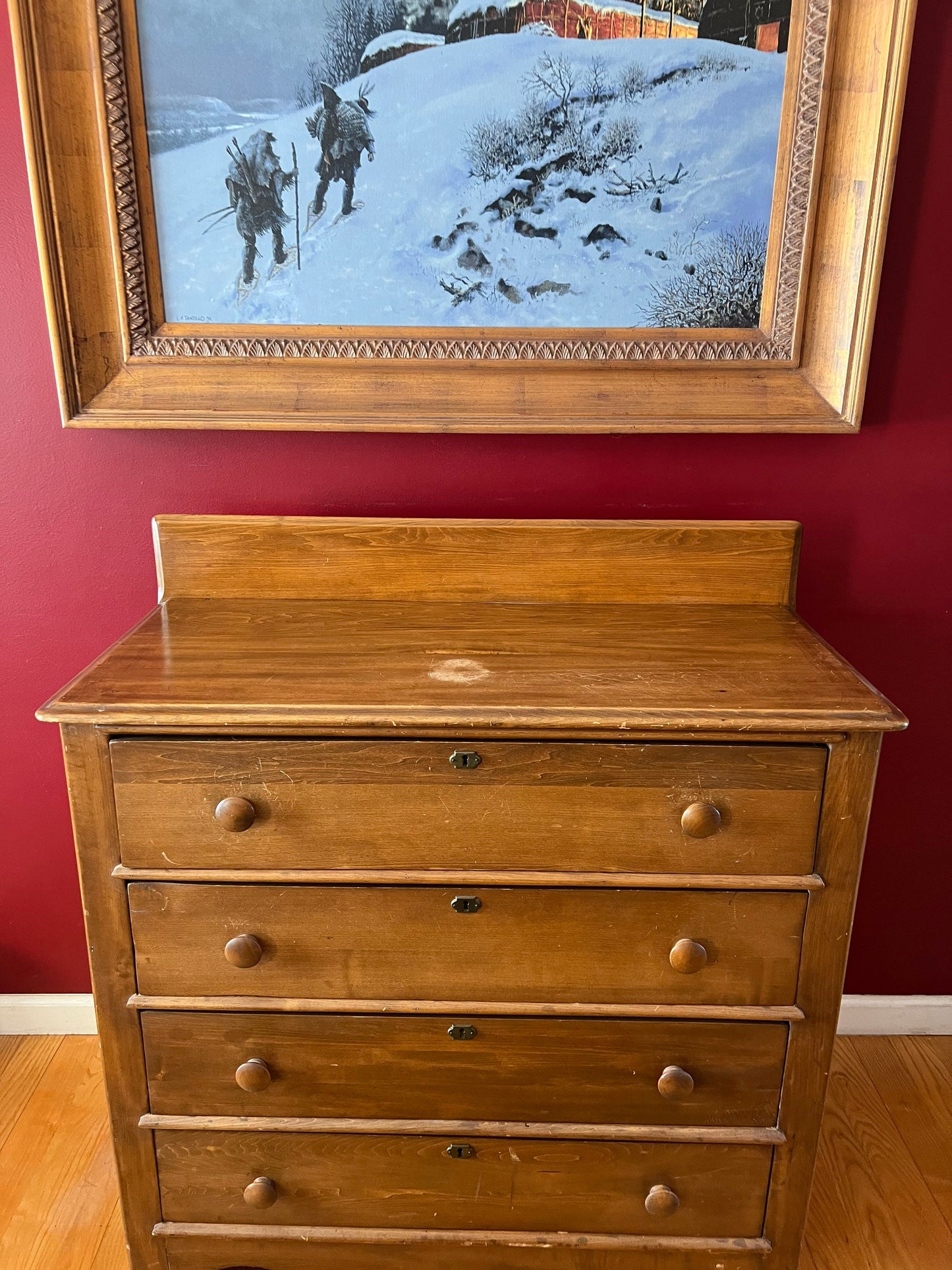 Antique 4 drawer Dresser Blanket Chest with Drawers Poplar Wood early 1900’s Primitive Furniture Lover Antiques and Vintage