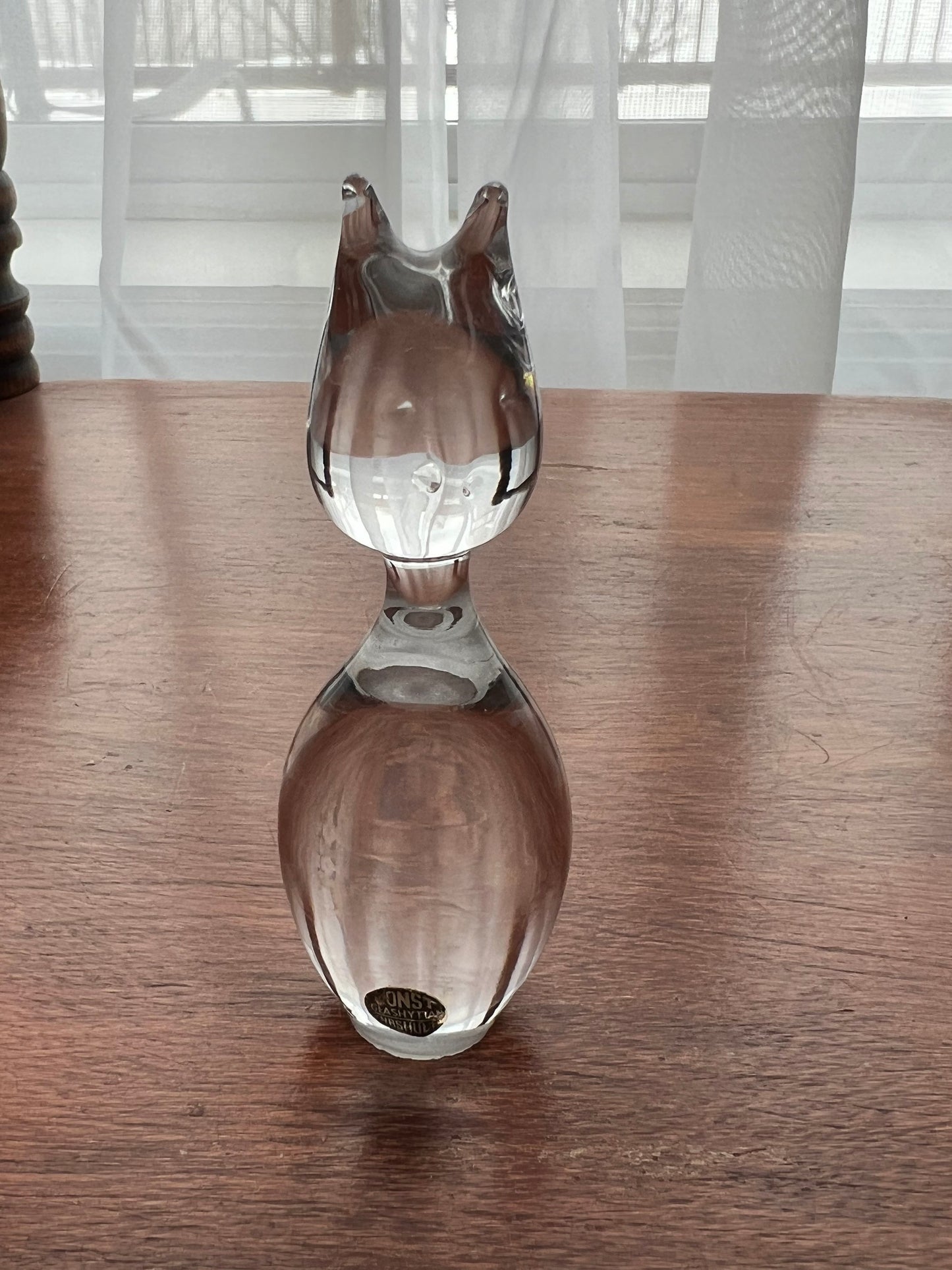 Vintage Konst Glashyttan Urshult Cryatal Cat Figurine Petite Glass Art Animals Cats Kitten