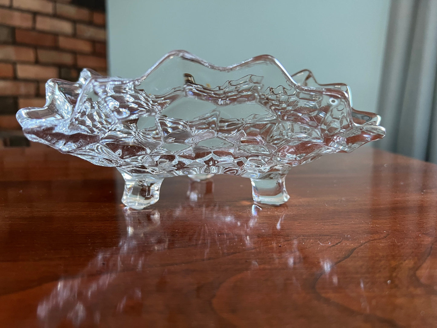 Vintage Fostoria Cool Candy Dish Crystal Cut Glass Pair Crystal Bowls Containers Lover Antiques and Vintage
