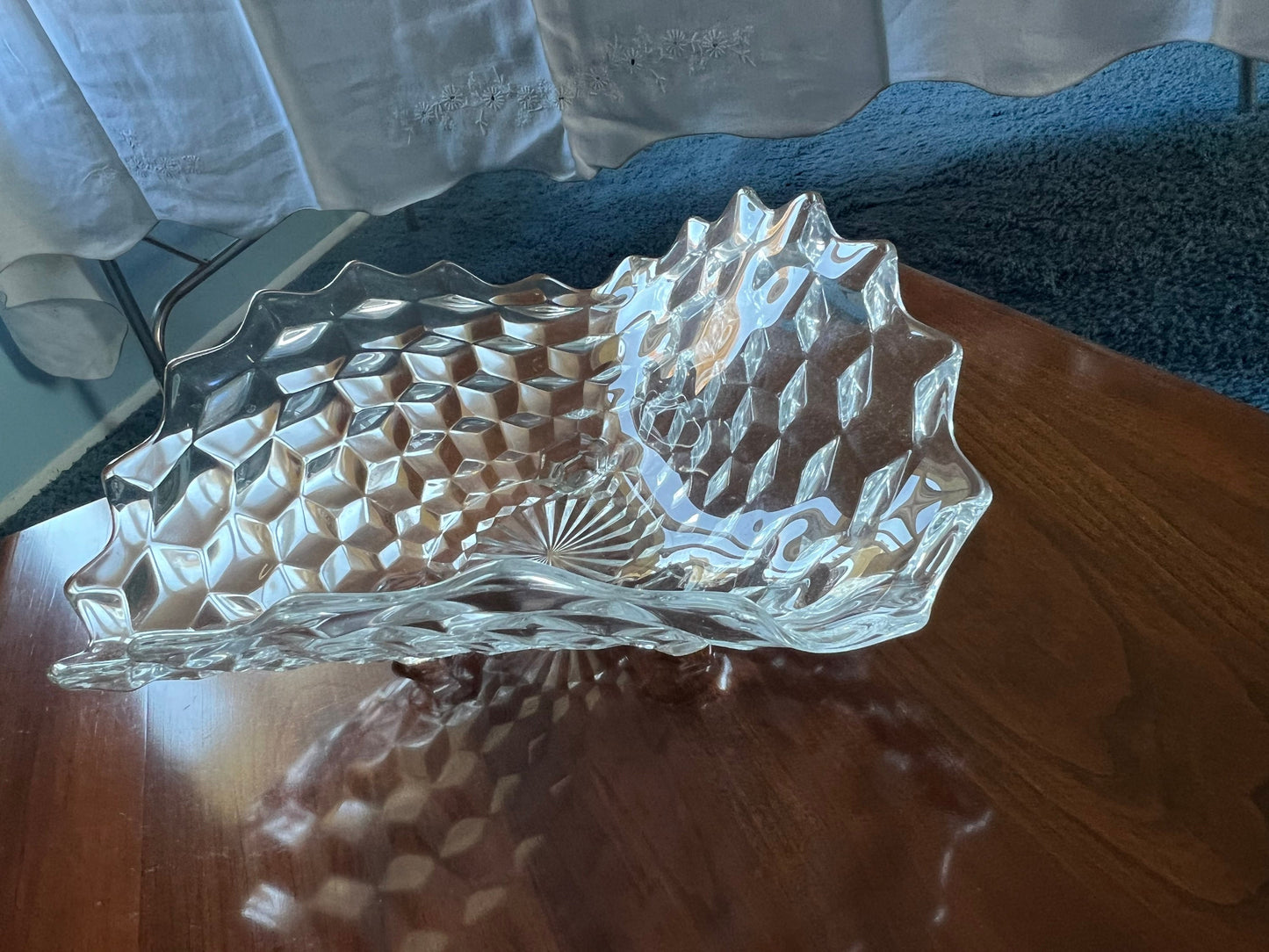 Vintage Fostoria Cool Candy Dish Crystal Cut Glass Pair Crystal Bowls Containers Lover Antiques and Vintage