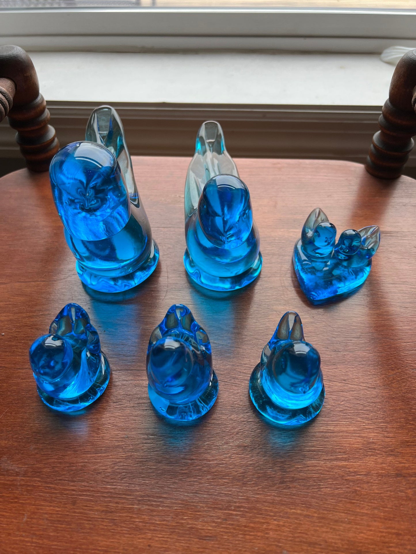 Vintage Bluebirds of Happiness signed by Leo Ward Family Collection of 6 Blue Art Glass Artwork Lover Antiques and Vintage