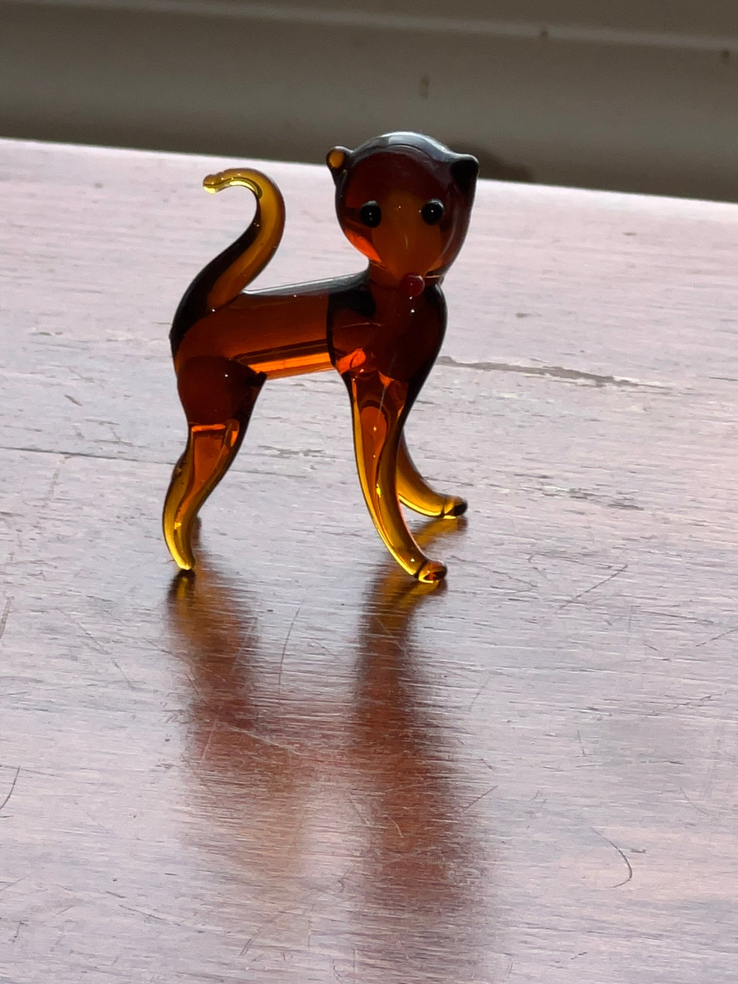 Vintage Amber Hand Blown Glass Monkey Art Glass Amber Glass Animals Lover Antiques and Vintage