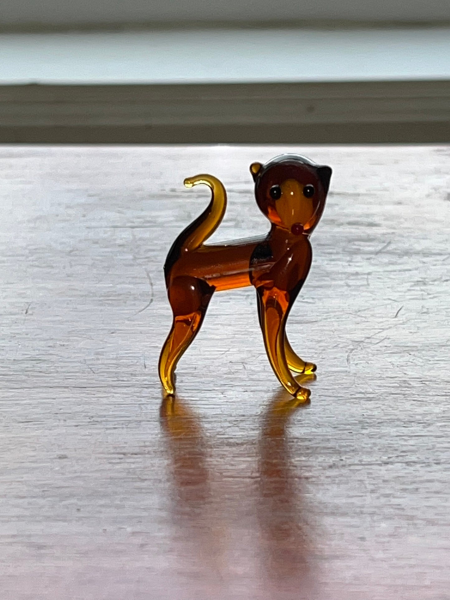 Vintage Amber Hand Blown Glass Monkey Art Glass Amber Glass Animals Lover Antiques and Vintage