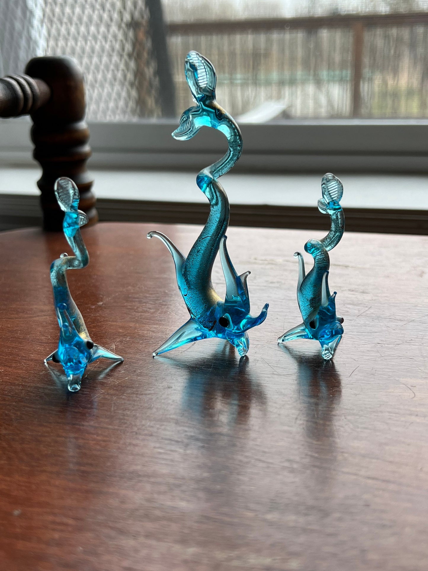 Vintage Murano Hand Blown Glass Seahorse Trio rare and flawless!