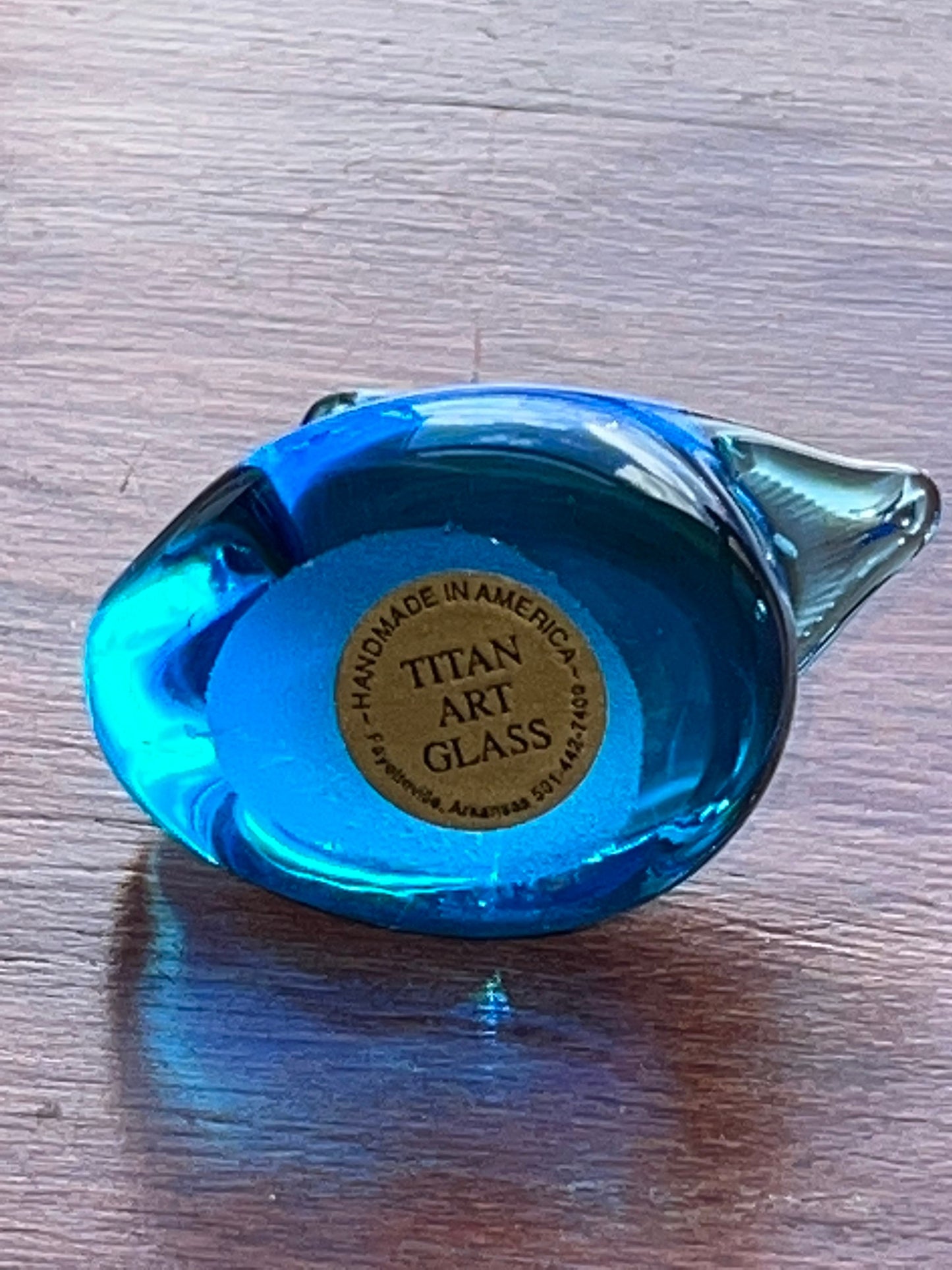 Vintage Titan Art Glass Blue Swan hand blown glass Fayetteville Arkansas